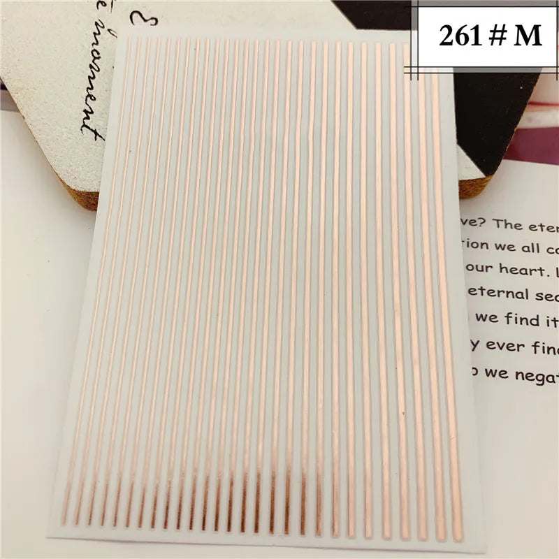 French Straight Stripes Nail Sticker Decals New Gold Sliver Colorful Metal Curve Strip Lines Adhesive Striping Tape Decals HJS-8