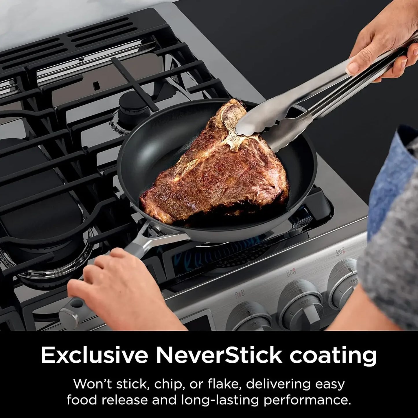 Ninja Pots and Pans Set Non Stick | Comfort Grip 10-Piece Cookware Set with NeverStick | Frying Pan, Sauce Pan With Lid