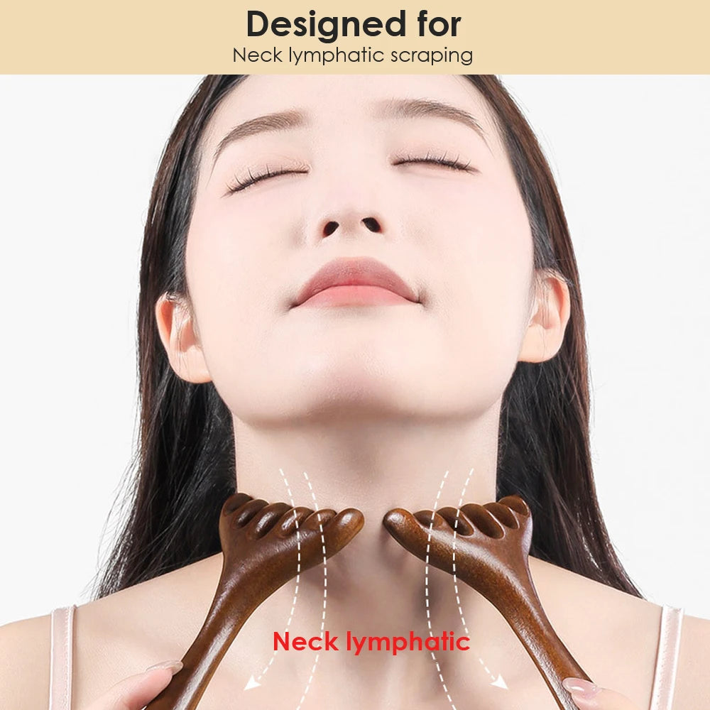 Six-Claw Massage Comb Deer Antler Scraping Whole Body Promote Blood Circulation Natural Sandalwood Nourish Improve Hair Health