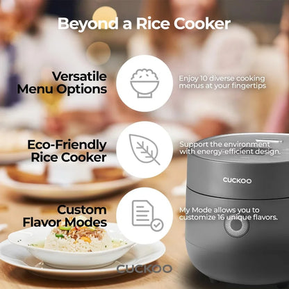 CUCKOO Micom Small Rice Cooker 10 Menu Options: White, Oatmeal, Brown, Quinoa, & More, Smart Fuzzy Logic, 3 Cups / 0.75 Qts.