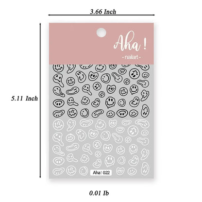 Graffiti Fun Nail Art Sticker Abstract Smiling Face Decal 3D Self-Adhesive Trend Charm  AHA022 Twisted Smiling Face Nail Sticker