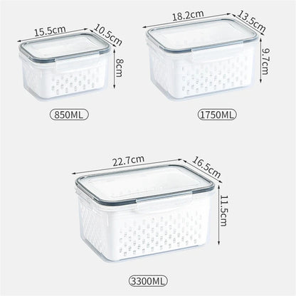 Refrigerator Storage Box with Drain Basket Multipurpose Organizer Fresh Vegetable Fruit Boxes Kitchen Organizer Containers 1PCS