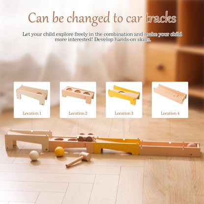 Wooden Track Assembly Toy Montessori Toys Wooden Trolley Baby Shape Tapping Training Hand And Foot Training Toys Building Blocks