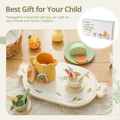 1 Set Wooden Montessori Toys Pretend Play House Toys Silicone Cups Pretend Play Food Learning Role Play Game for Kids Toy Gifts