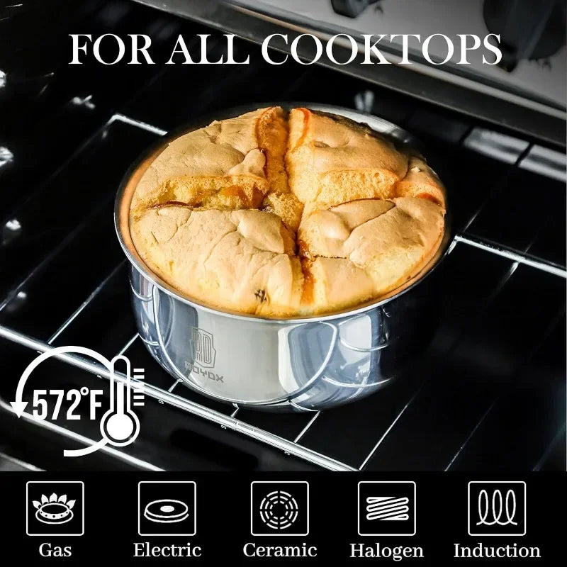 Pots and Pans Set, 20 Piece Stainless Steel Kitchen Removable Handle Cookware Set, Frying Saucepans with Lid, Stay-Cool