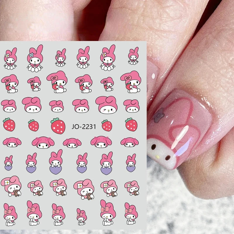 1PCS Cartoon Cinnamoroll Kulomi 3D Stickers Nail Art Decoration Sanrio Anime Character Series Nail Stickers DIY Lasting Decals