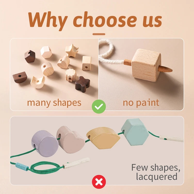 Educational Toys For Baby Wooden Star And Moon Threading Toy Children Learning Building Blocks Games Children Toys ﻿Accessories