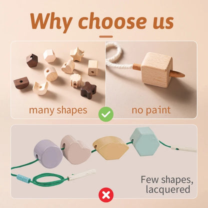 Educational Toys For Baby Wooden Star And Moon Threading Toy Children Learning Building Blocks Games Children Toys ﻿Accessories