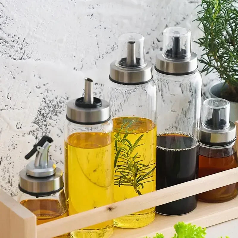 Leak-Proof Glass Oil Bottle Durable High Borosilicate Jar Vinegar Pot Seasoning Storage Bottle Kitchen Soy Sauce Gadgets