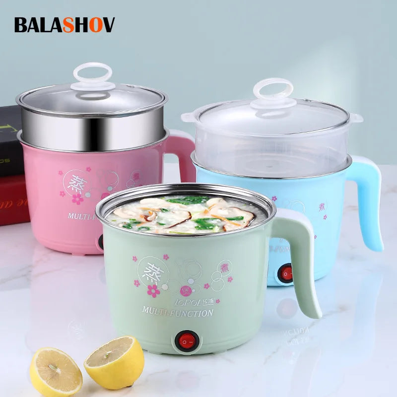 Multifunction Non-stick Pan Electric Cooking Pot Single/Double Layer Hot Pot Household 1-2 People Electric Rice Cooker Machine