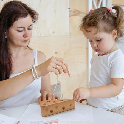 Wooden Lacing Cheese Threading Toys for Toddlers Montessori i Wood Cheese Toys Puzzle Game Threading Educational Toys Baby Gifts