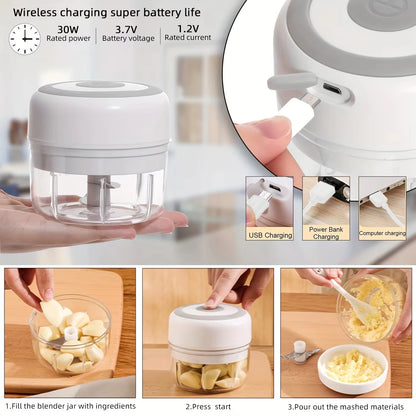 Electric Mini Chopper Kitchen Food Garlic Masher Crusher 100/250ML Portable Meat Grinder Vegetable Chopper For Kitchen Gadgets