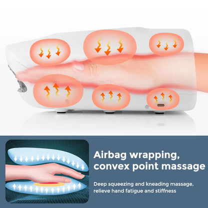 Hand Massager Electric Palm Airbag Acupoint Pressing and Kneading Hot Compress Promote Blood Circulation Comfort Type-C Charging