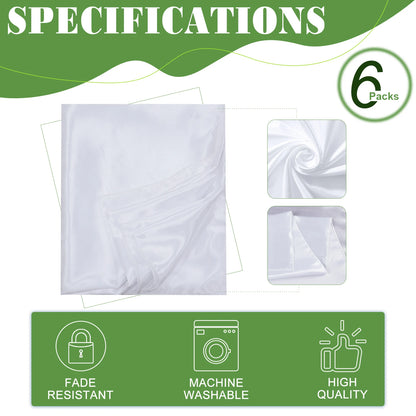 6Pcs Wrinkle Resistant Washable Polyester Table Cover and White Tablecloth Rectangle Table Cloth Stain for Dining Table Decor