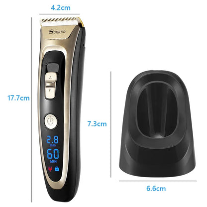 Professional Digital Hair Trimmer Rechargeable Electric Hair Clipper Men's Cordless Haircut Adjustable Ceramic Blade Man Shaver