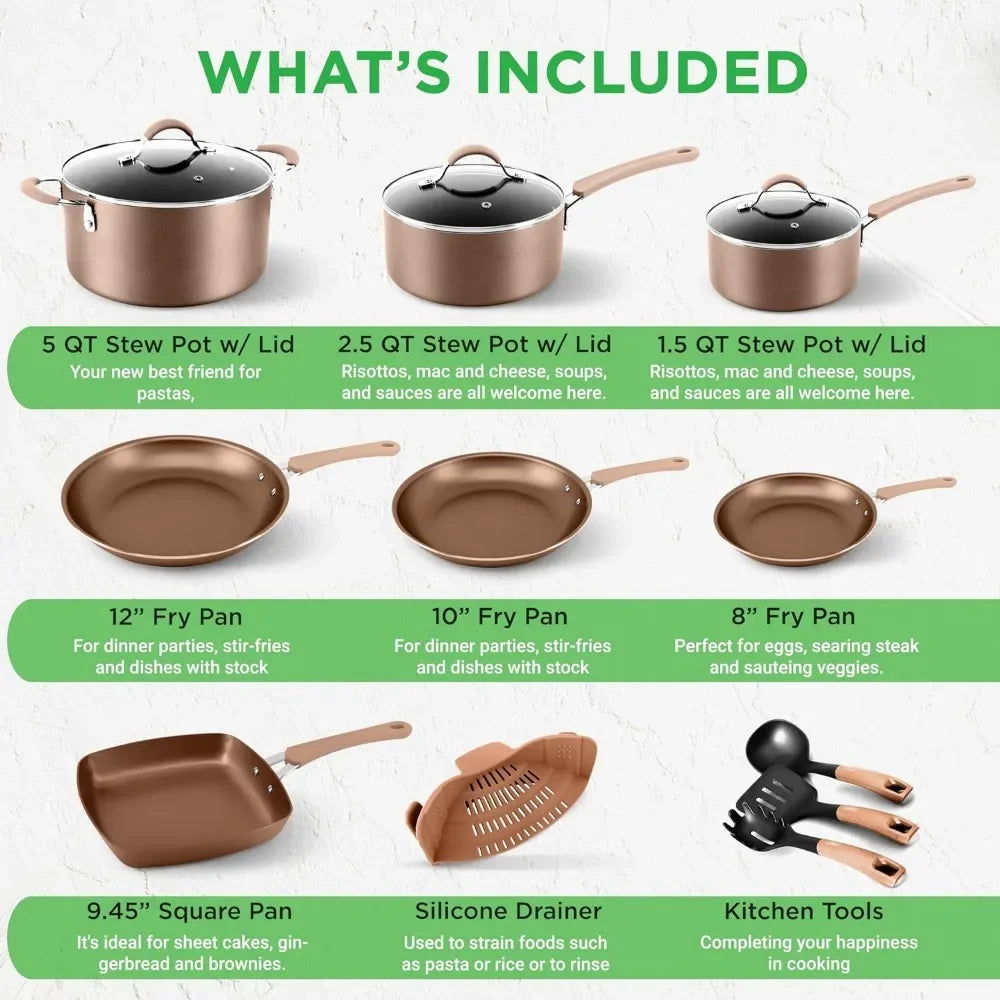 Cooking Pots Sets Non Stick Frying Pans Oven Pot Non-stick Cookware For Kitchen Pots Offers Lids Utensil - Set Dining