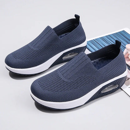 Cross-border 2023 new flying woven women's shoes casual sports shoes rocking women's flats air cushion shoes