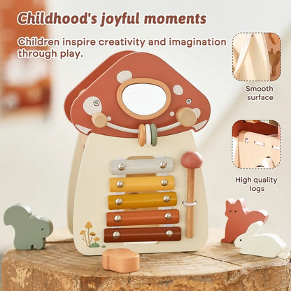 Baby Wooden Montessori Toys Mushroom Building Blocks Puzzle Toys Baby Wooden Musical Instrument Early Education Toys Child Gift