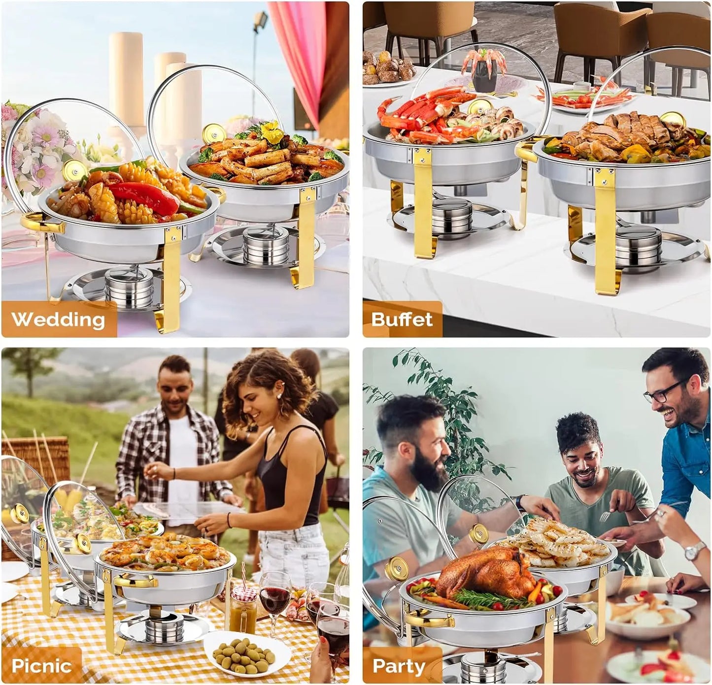 5QT 2-12 Packs Chafing Dish Buffet Set for Catering Event Party