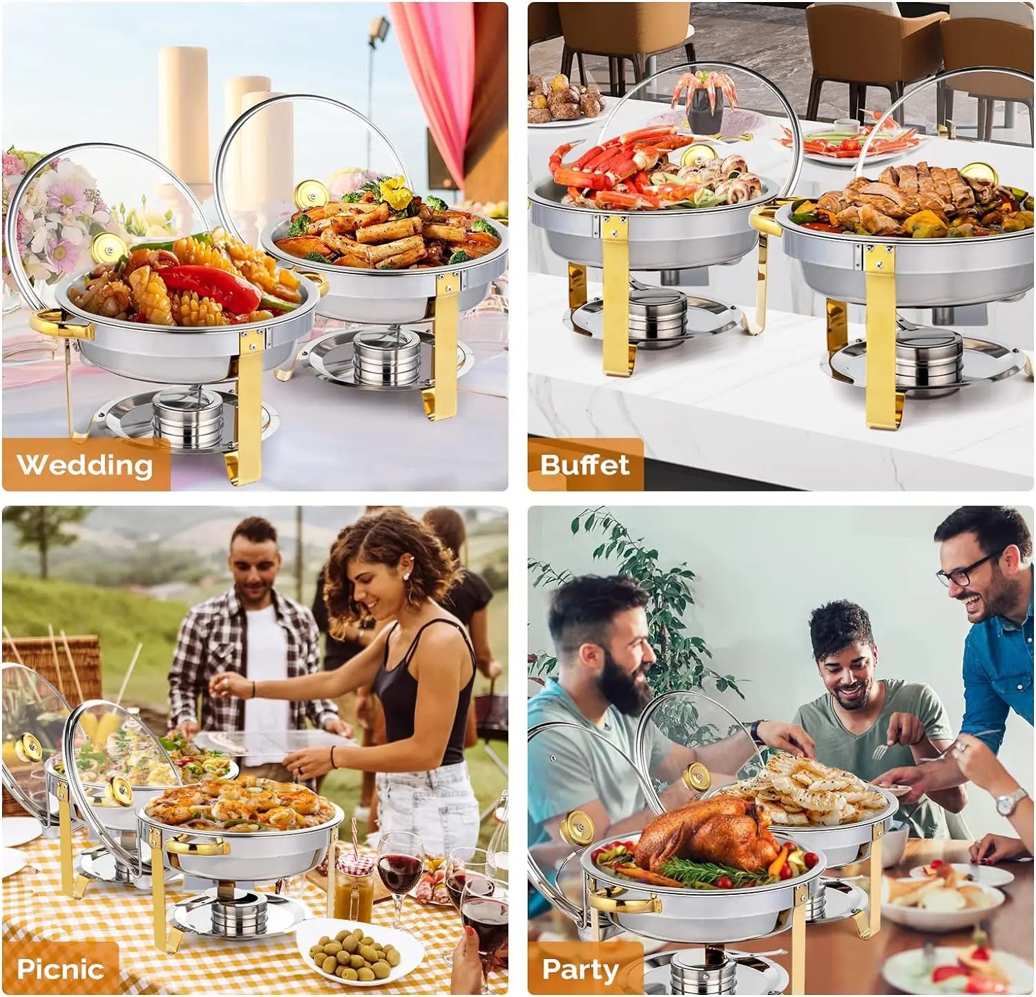 5QT 2-12 Packs Chafing Dish Buffet Set for Catering Event Party