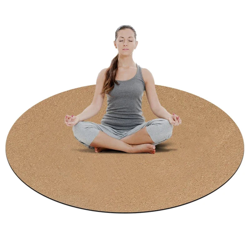 Premium Meditation 130cm 1.5mm Organic Non Toxic Natural Rubber Custom Large Round Circle Cork Yoga Mat