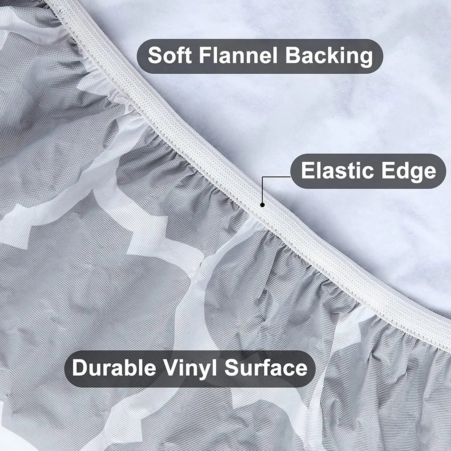 Elastic Fitted Vinyl Waterproof Tablecloth Flannel Backing Rectangle Table Cover Folding Table Wipeable TableCloth Outdoor Party