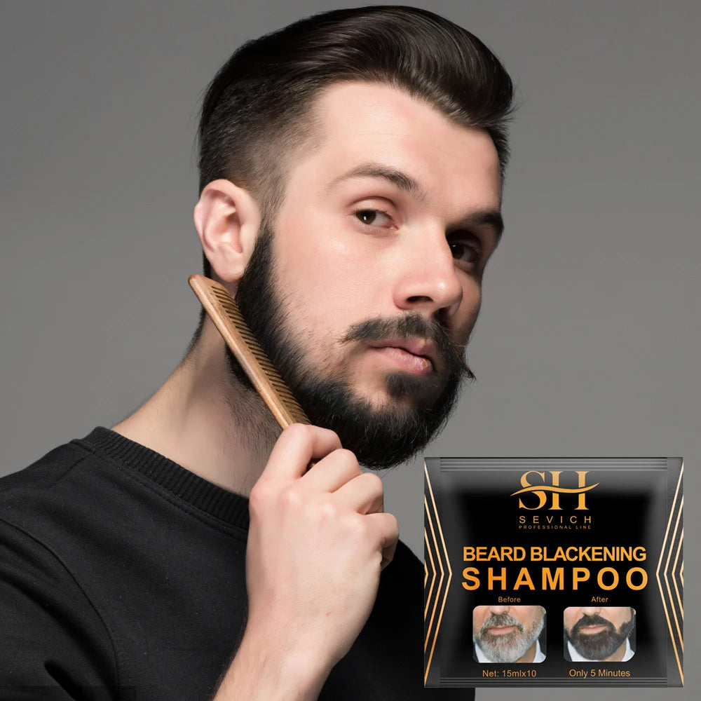 Natural Men's Beard Dye Shampoo Instant Beard Hair Colouring Dye Tint Cream Moustache Blackening Shampoo Facial Skin Care Tool