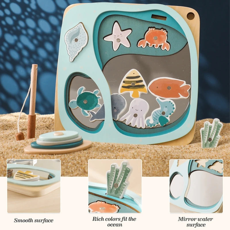 Children Montessori Wooden Magnetic Fishing Toys Montessori Education Toys Learning Marine Animals For Infant Kid Birthday Gifts