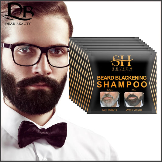 Natural Men's Beard Dye Shampoo Instant Beard Hair Colouring Dye Tint Cream Moustache Blackening Shampoo Facial Skin Care Tool