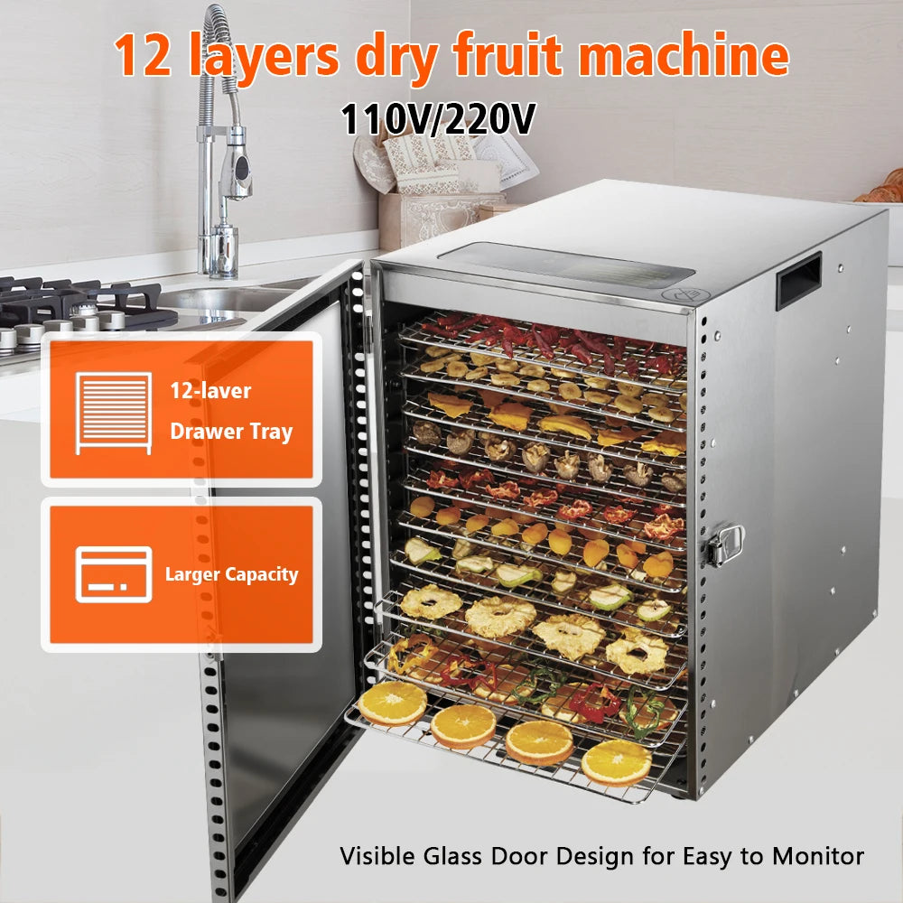 220V 12 layers Fruit dryer food household small bean dissolving pet food dehydration drying machine Машина для сухофруктов