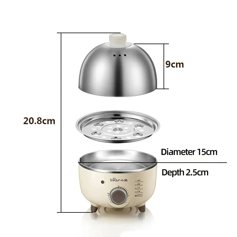 BEAR Mini Household Electric Egg Steamer Boiler Automatic Multi Cooker Egg Custard Steaming Cooker With Timer