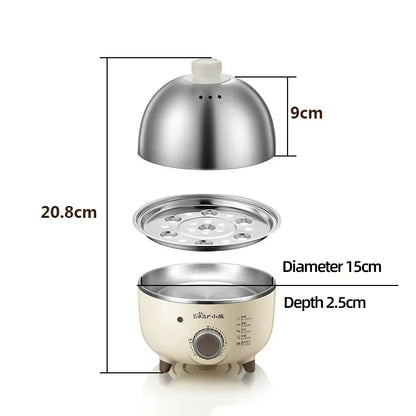 BEAR Mini Household Electric Egg Steamer Boiler Automatic Multi Cooker Egg Custard Steaming Cooker With Timer