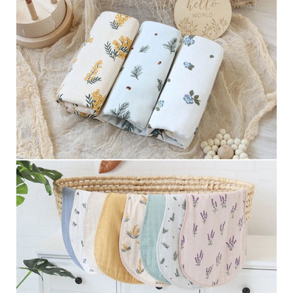 Pure Cotton Gauze Baby Bibs Four Layers Breathable Floral newborn Burp Cloths Bandana Absorbent Soft Baby Boy Girl Feeding Towel
