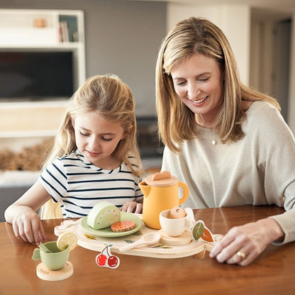 1 Set Wooden Montessori Toys Pretend Play House Toys Silicone Cups Pretend Play Food Learning Role Play Game for Kids Toy Gifts