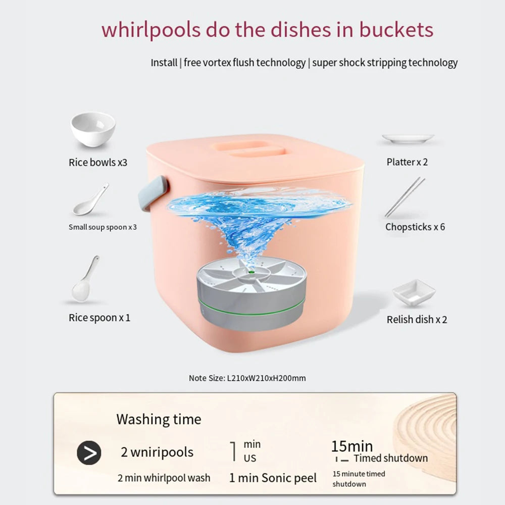 USB Wireless Mini Dishwasher Portable Ultrasonic Sink Fruit Vegetable Dish Washers Kitchen Home Electric Dish Washing Machine