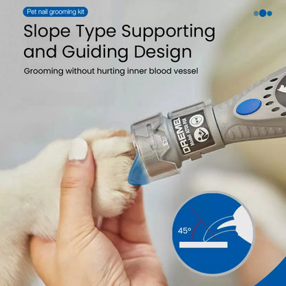 Dremel 7020 Cordless Electric Dog Nail Clippers Pet Nail Grinder and Trimmer Grooming Tool Kit 2 Gears Speed 3 Gears Depth