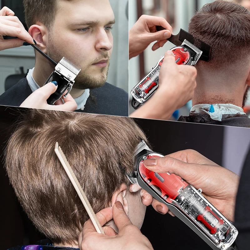 Transparent Electric Trimmer Men Beard Trimming Professional Clippers USB Rechargeable Machine Hair Cutting Clippers Shaving