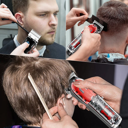 Transparent Electric Trimmer Men Beard Trimming Professional Clippers USB Rechargeable Machine Hair Cutting Clippers Shaving