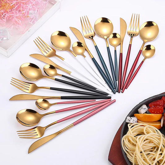4Pcs Stainless Steel Golden Cutlery