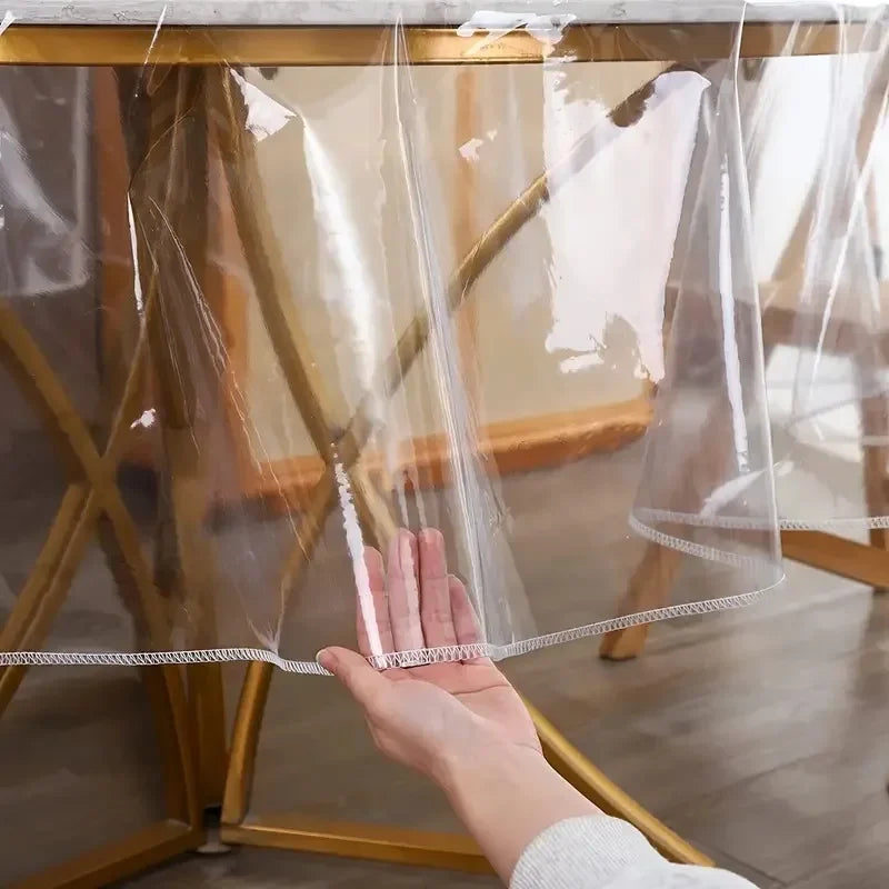 Round Table Cover Pvc Desk Cover Mat Protector Mantel Protector Cover Protector,Waterproof, Oil, Stain Plastic Tablecloths