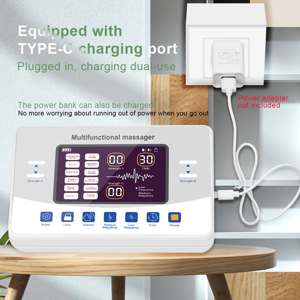 Massager Rechargeable Low Frequency Pulse Therapy Instrument Household Micro Current Dual Output Device
