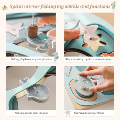 Children Montessori Wooden Magnetic Fishing Toys Montessori Education Toys Learning Marine Animals For Infant Kid Birthday Gifts