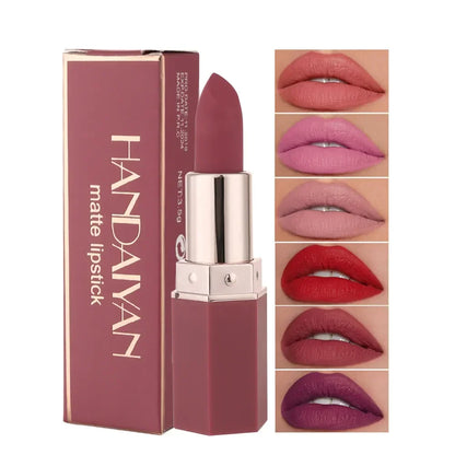 6 Colors Matte Lipstick Beauty Lip Gloss LippenstiftTinted Balm 24 Hours Waterproof Free Shipping Makeup