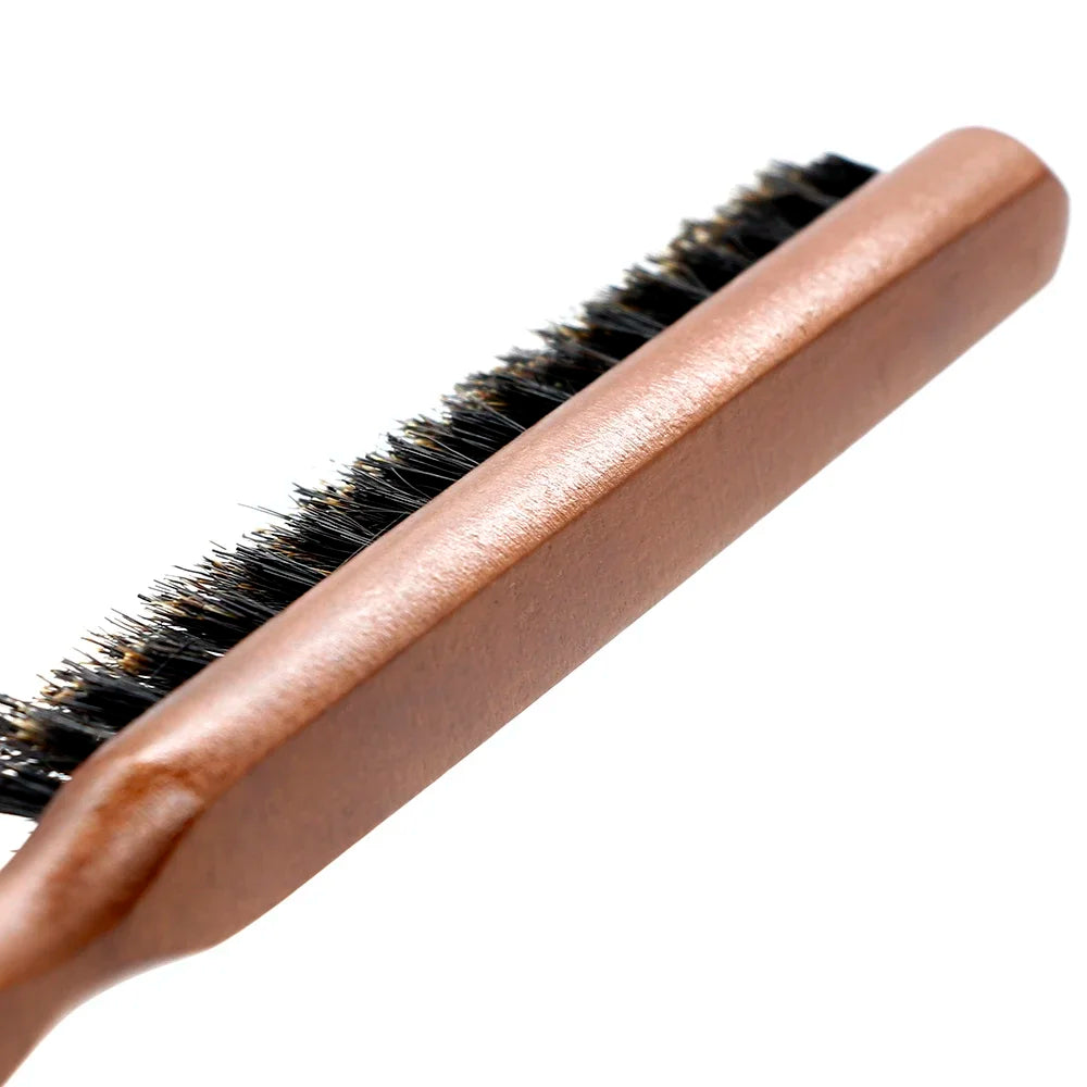 Natural Boar Bristle Hair Fluffy Comb Wood Handle Hair Brush Anti-static Barber Hair Comb Scalp Massage Hairdresser Styling Tool