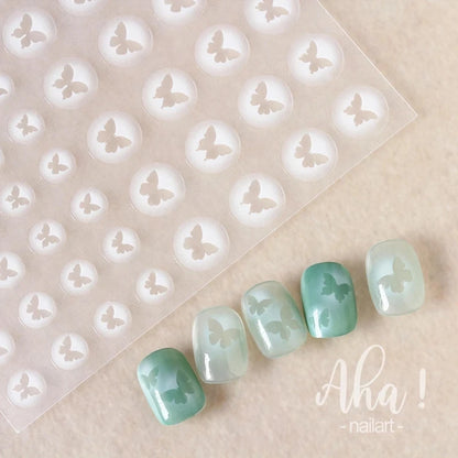 White Bloom Translucent Hollow Butterfly Heart Nail Sticker Press on Nails Decals Hollow Heart Star Moon Shape Sticker Sliders
