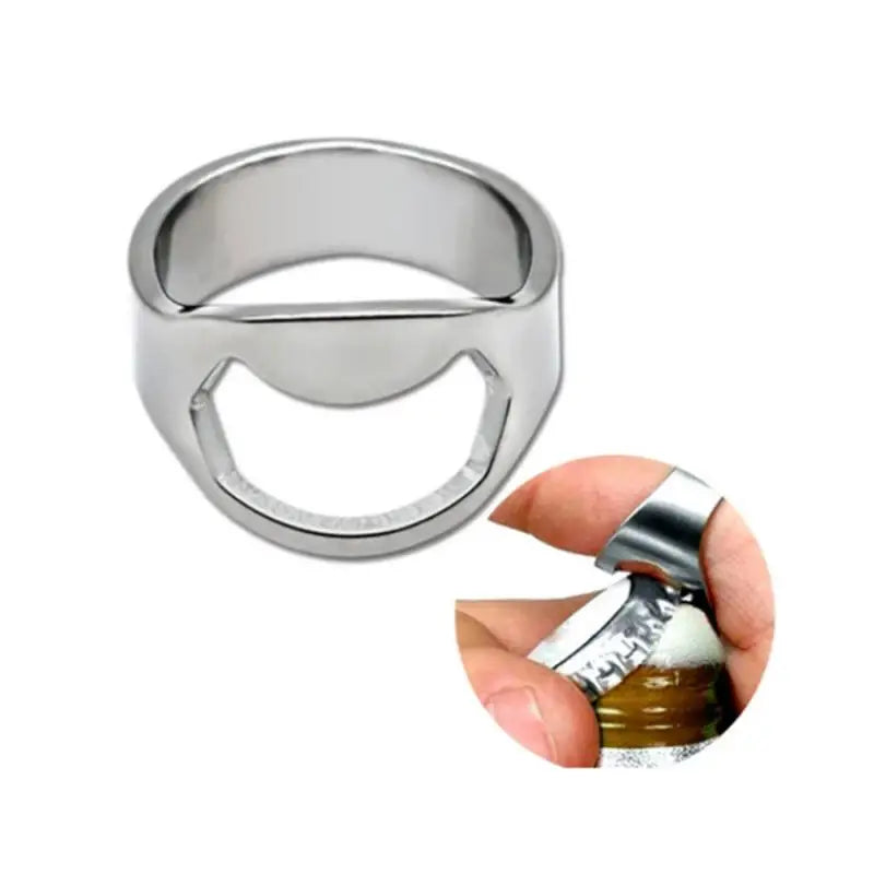 1Pc Unique Beer Bottles Opener Portable Finger Ring Design Jars Lid Remover Stainless Steel Kitchen Tool Bar Supplies Gadgets