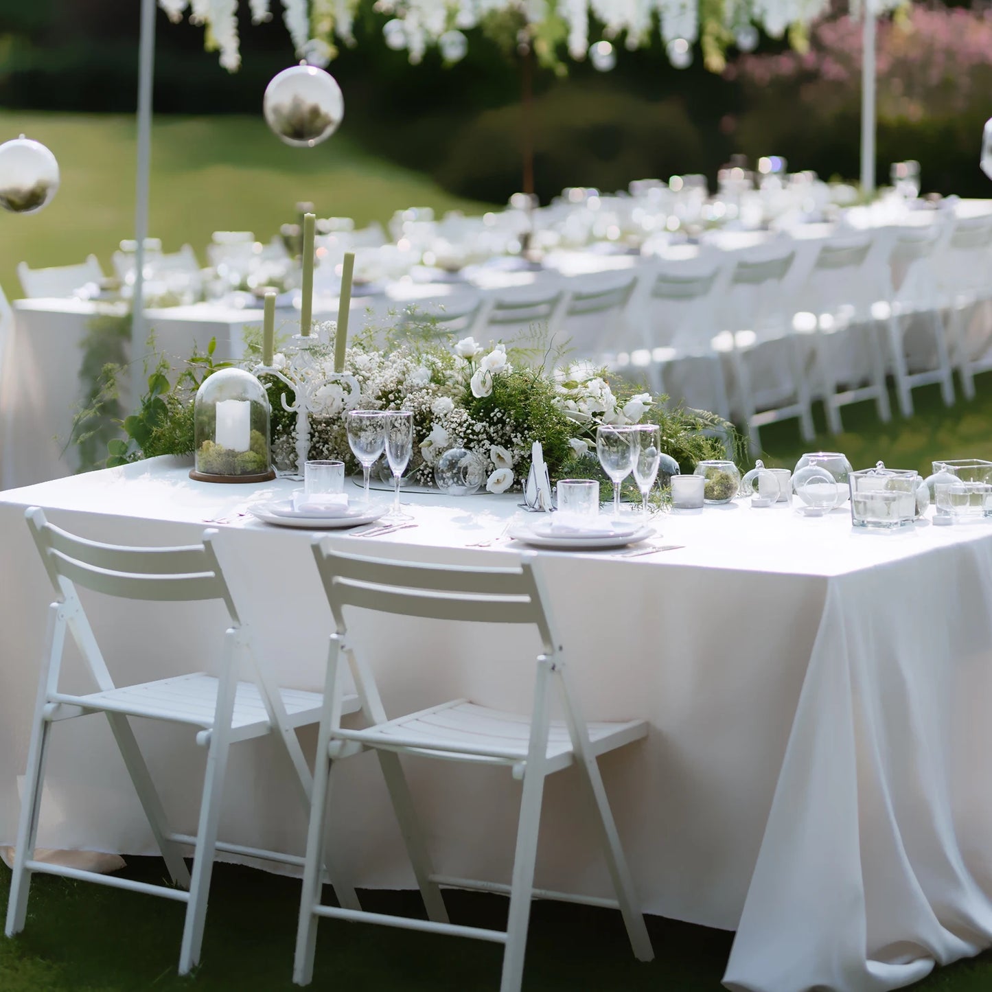 6Pcs Wrinkle Resistant Washable Polyester Table Cover and White Tablecloth Rectangle Table Cloth Stain for Dining Table Decor