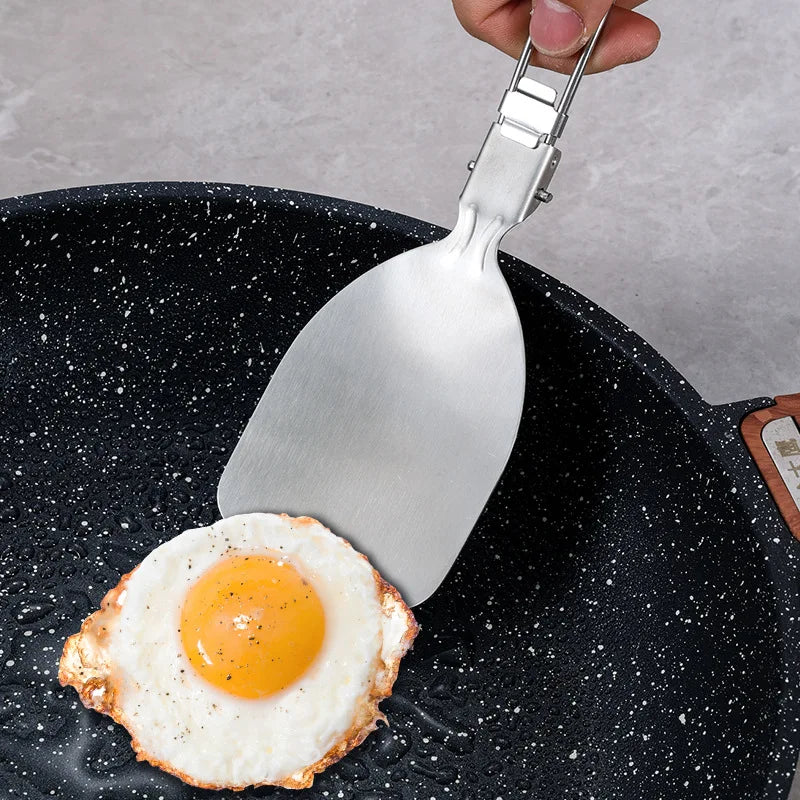 Foldable Cooking Utensils Set Stainless Steel Long Handle Shovel Spoon Spatula Kitchenware Camping Picnic BBQ Cookware Gadgets