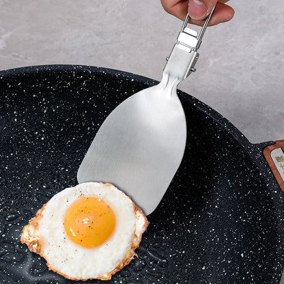 Foldable Cooking Utensils Set Stainless Steel Long Handle Shovel Spoon Spatula Kitchenware Camping Picnic BBQ Cookware Gadgets