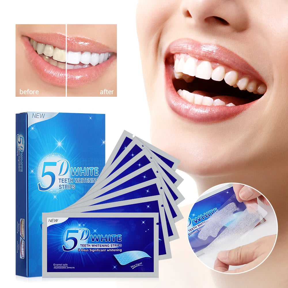 5D Gel Teeth Whitening Strips White Tooth Dental Kit Oral Hygiene Care Strip for false Teeth Veneers Dentist Whiten gel Stickers